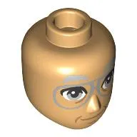 Minidoll Head Male, Light Bluish Grey Eyebrows, Eyes, Glasses, Medium Nougat Closed Mouth