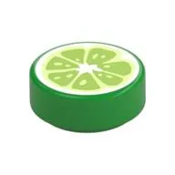 Tile Round 1 x 1 with Lime Wedge Print