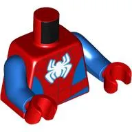 Torso Bodysuit, Blue Sides and Waist, Dark Red Webbing, White Spider Print (Spider-Man), Blue Arms, Red Hands