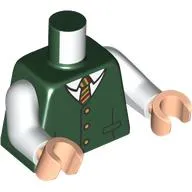 Torso, Jacket, White Shirt, Tan/Dark Red/Dark Green Tie print, White Arms, Light Nougat Hands