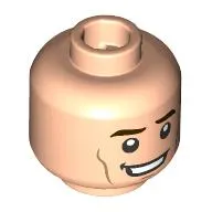 Minifig Head Kevin Feige, Dark Brown Eyebrows, Crooked Smile Print