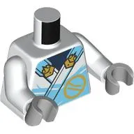 Torso Robe, Medium Azure Trim, Dark Blue Scarf, Gold Decorations print, White Arms, Light Bluish Gray Hands