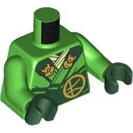 Torso Robe, Dark Green Trim, Gold Decorations print, Bright Green Arms, Dark Green Hands