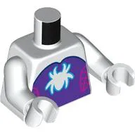 Torso Jumpsuit, Dark Purple Chest, Dark Pink Webs, White Ghost Spider Logo print, White Arms and Hands