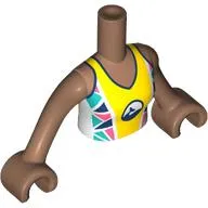 Minidoll Torso Woman with White/Yellow Shirt, Dark Blue Whale print Medium Brown Arms and Hands