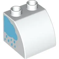 Duplo Brick 2 x 2 x 1 1/2 with Curved Top with Rainbow on Left Side, Rain Cloud on Right Side Print