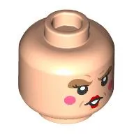 Minifig Head Winifred Sanderson, Dark Orange Eyeshadow, Pink Cheeks, Red Pursed Lips, Smile / Angry print