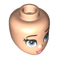 Minidoll Head, Dark Brown Eyebrows, Medium Blue Eyes, Coral Lips, Open Mouth