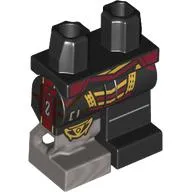 Prosthetic Right Leg, Black Left Leg and Hips with Dark Red/Gold Native Decorations print