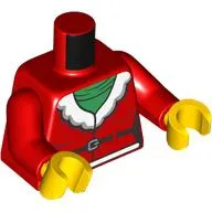 Torso, Red Santa Suit, White Fur, Bright Green Sweater print, Red Arms, Yellow Hands