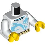 Torso Sweater, Tan Sash Belt, Medium Azure Dragon Print, White Arms, Yellow Hands