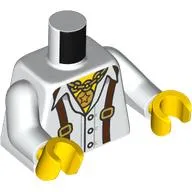 Torso Shirt, Reddish Brown Braces (Suspenders), Necklace with Large Star Pendant Print, White Arms, Yellow Hands