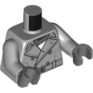 Torso Coat, Large Lapel, Buttons, Belt Print, Light Bluish Gray Arms, Dark Bluish Gray Hands