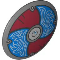 Shield Round Bowed with Dark Red/Blue Panels, Silver Bird (Viking) print