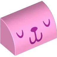 Brick Curved 1 x 2 x 1 No Studs with Dark Purple Animal Face print