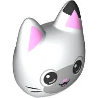 Minidoll Head Special, Kitten/Cat with Bright Pink Ears, Black Spot, Dark Bluish Grey Face print