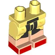 Hips with Bright Light Yellow Legs and Light Nougat Boots Pattern with Fur Coat, Black Dress, Red Shoes print