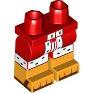 Hips with Red Legs and Bright Light Orange Boots Pattern with Coat, White Fur with Black Spots, Dark Brown Claws print