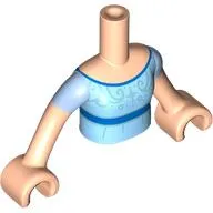 Minidoll Torso Girl with Medium Azure Dress, Blue Trim, Silver Stars print, Light Nougat Arms and Hands