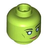Minifig Head Hera Syndulla, Eyebrows, Bright Light Blue Eyes, Peach Lips, Smile / Angry Scowl print