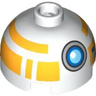 Brick Round 2 x 2 Dome Top, Vented Stud with Bright Light Orange Astromech Droid print