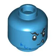 Minifig Head Logan, Jagged Eyebrows, Blue Lines, One Fang, Closed Mouth / Open Mouth Print