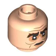 Minifig Head Goblin, Dark Orange Wrinkles, Dark Red Eyebrows, Worried / Black Eyebrows, Gold Glasses, Mean Smile, Sharp Teeth