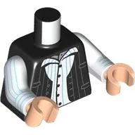 Torso, Black Jacket, White Shirt with Medium Azure Vertical Stripes print, White Arms, Light Bluish Gray Hands