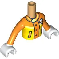 Minidoll Torso Girl with Yellow/Dark Orange Ski Jacket, White Symbol, White Arms and Hands
