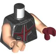 Torso, Odd Hands, Chest Protector, Dark Red and Black Panels Print, Light Nougat Arms, Left Dark Red Hand, Right Light Nougat Hand