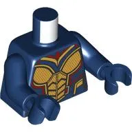 Torso Armor, Gold and Dark Red Panels Print, Dark Blue Arms and Hands