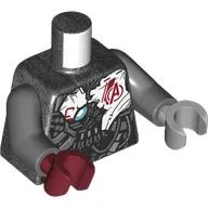 Torso, Odd Hands, Armor, Damaged, White Panels, Dark Red Avengers Logo print, Dark Bluish Gray Arms, Left Light Bluish Grey Hand, Right Dark Red Hand