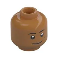 Minifig Head Gnome Fighter, Beauty Marks, Black Eyebrows, Nougat Lips, Smile/ Wink