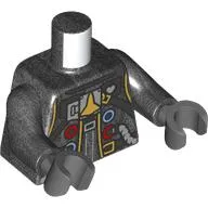 Torso, Space Suit, Red/Bright Light Blue Circles, Hose, Yellow Trim, Spaceship, Black Straps print, Pearl Titanium Arms, Dark Bluish Gray Hands
