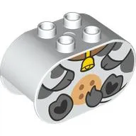 Duplo Brick 2 x 4 x 2 Rounded Ends with Cow Body, Bell Print
