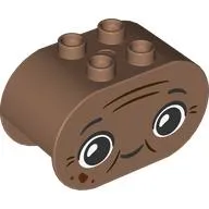 Duplo Brick 2 x 4 x 2 Rounded Ends with Happy Face, Reddish Brown Lines and Spots Print