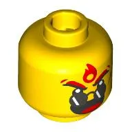 Minifig Head Red Son, Red Forehead Dot, Round Sunglasses / No Sunglasses Angry Print