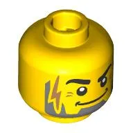 Minifig Head, Eyebrows, Dark Bluish Gray Beard, Nougat Scar Print