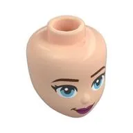 Minidoll Head, Dark Brown Eyebrows, Bright Light Blue Eyes, Dark Purple Lips