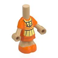 Microdoll Body Short Dress Orange, Bright Light Yellow Shirt and Bow Print