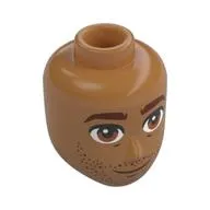 Minidoll Head Male, Reddish Brown Eyebrows, Eyes, Stubbled Beard