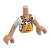 Minidoll Torso Boy with Bright Light Orange Apron, White Shirt print, Nougat Arms and Hands