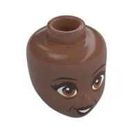 Minidoll Head, Thin Black Eyebrows, Dark Red Eyeshadow, Lips, Brown Eyes, Wrinkles