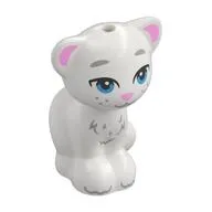 Animal, Cat, Sitting with Blue Eyes, Bright Pink Nose and Ears, Light Bluish Gray Markings Print