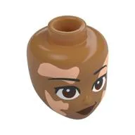 Minidoll Head, Reddish Brown Eyes, Dark Red Lips, Light Nougat Vitiligo Patches Print