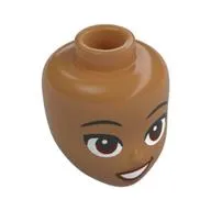 Minidoll Head, Black Eyebrows, Reddish Brown Eyes, Lips, Open Mouth Smile