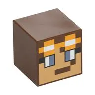 Minifig Head Special, Cube with Pixelated Tan Face, Sand Blue Eyes, Goggles print