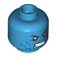 Minifig Head Logan, Dark Azure Markings, Angry Clenched Teeth / Slight Smile Print