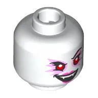 Minifig Head Never Witch, Red Eyes, Bright Pink Eyeshadow, Magenta Lips, Fanged Teeth / Large Magenta Triganle Marking Print