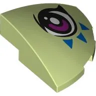 Brick Round Corner, Curved 3 x 3 x 1 Quarter Circle with Magenta Left Eye, Blue Triangles Print